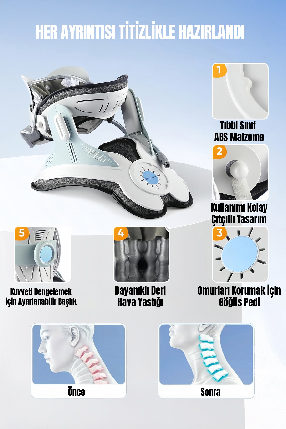 Boyun Traksiyon Cihazı, Boyun Fıtığı, Boyun Düzleşmesi, Boyun Tutulması, Boyun Ortopedik Destek